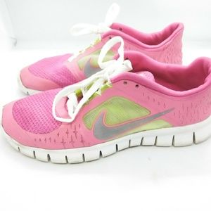 Nike Free Run 3 Kids Size 5Y Pink Green
